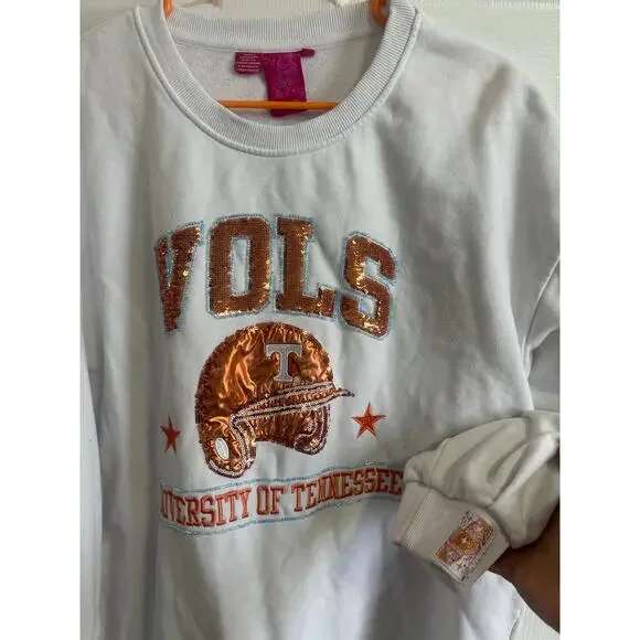 Queen of Sparkles Tennessee Vols Baseball Crewneck Sz M - Light Fade on Helmet - Picture 6 of 11